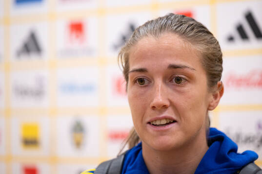 Filippa Angeldal of Sweden in mixed zone