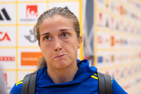 Filippa Angeldal of Sweden in mixed zone