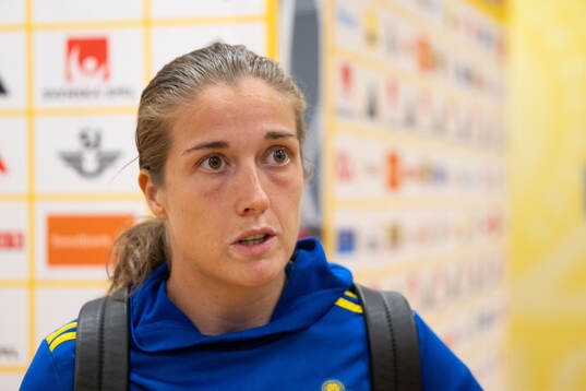 Filippa Angeldal of Sweden in mixed zone