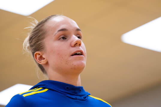 Hanna Lundkvist of Sweden in mixed zone