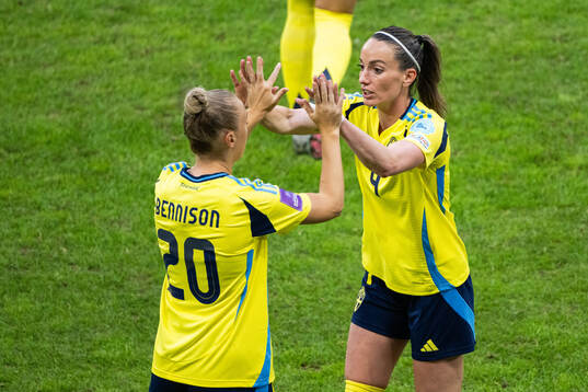 Hanna Bennison and Kosovare Asllani of Sweden