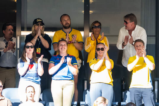 Team manager Marika Domanski Lyfors of Sweden in the stands