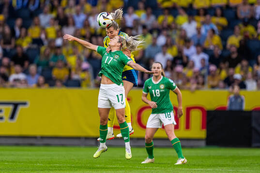Lily Agg of Republic of Ireland and Linda Sembrant of Sweden