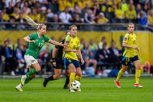 Lily Agg of Republic of Ireland and Filippa Angeldal of