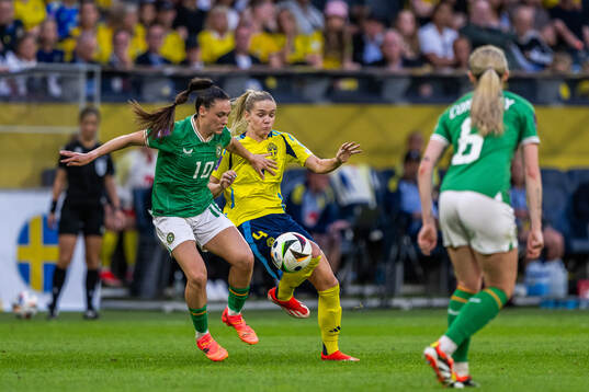 Jessica Ziu of Republic of Ireland and Hanna Lundkvist of