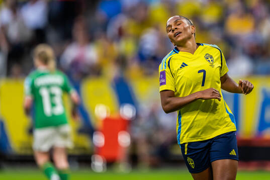 Madelen Janogy of Sweden looks dejected