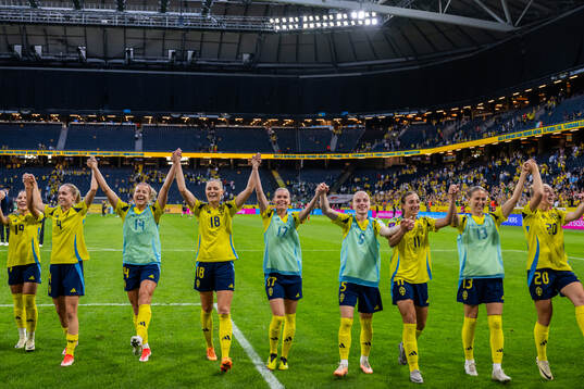 Players of Sweden celebrate