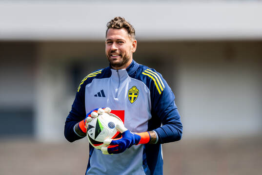 Goalkeeper Kristoffer Nordfeldt of the Swedish men's