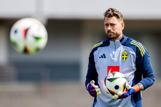 Goalkeeper Kristoffer Nordfeldt of the Swedish men's
