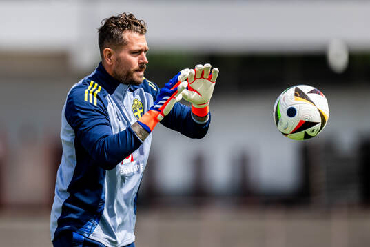 Goalkeeper Kristoffer Nordfeldt of the Swedish men's