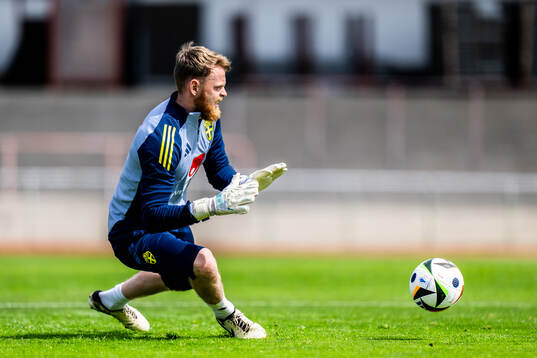 Goalkeeper Viktor Johansson of the Swedish men's national