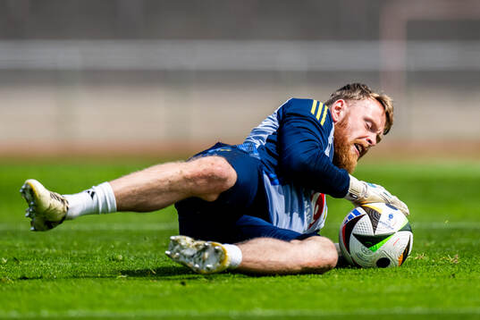 Goalkeeper Viktor Johansson of the Swedish men's national
