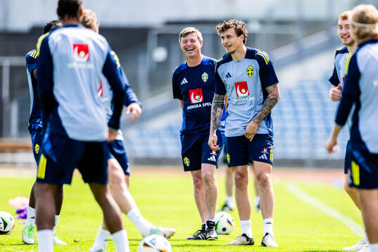 Head coach Jon Dahl Tomasson and Victor Nilsson Lindelöf