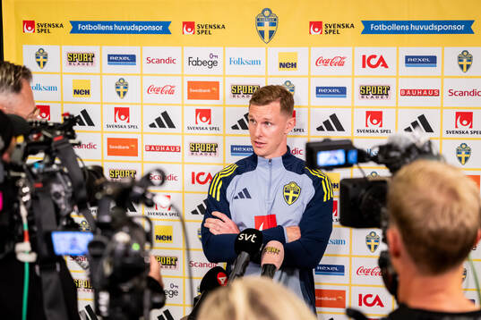 Emil Krafth of the Swedish national football team at a