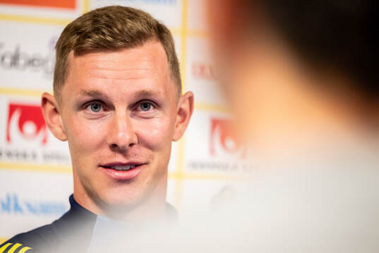 Emil Krafth of the Swedish national football team at a