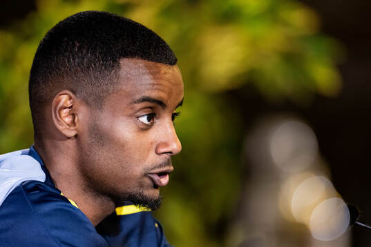 Alexander Isak of the Swedish national football team at a