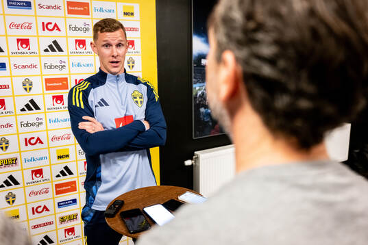 Emil Krafth of the Swedish national football team at a