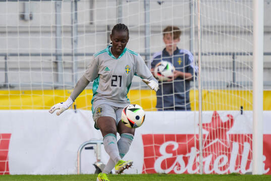 Goalkeeper Angel Mukasa of Sweden