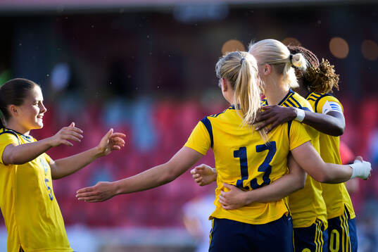 Alice Bergström of Sweden celebrates