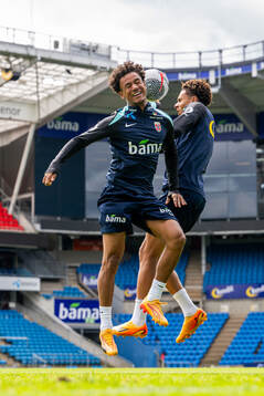 Oscar Bobb and Antonio Nusa of the Norwegian national
