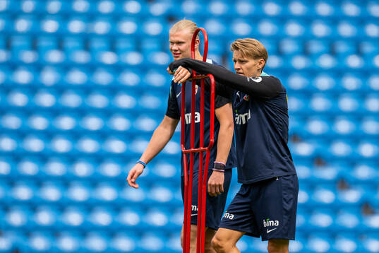 Erling Braut Haaland and Martin Ødegaard of the Norwegian