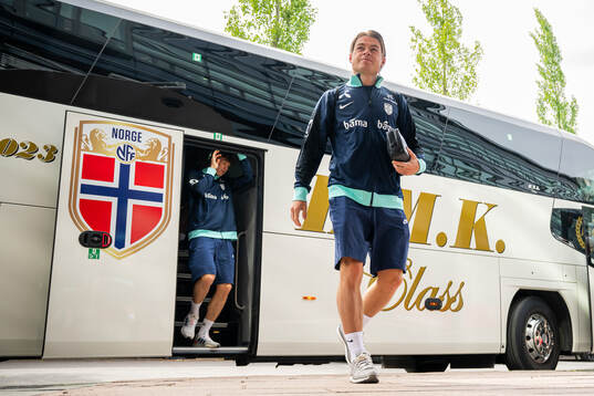 Patrick Berg of the Norwegian national football team arrives