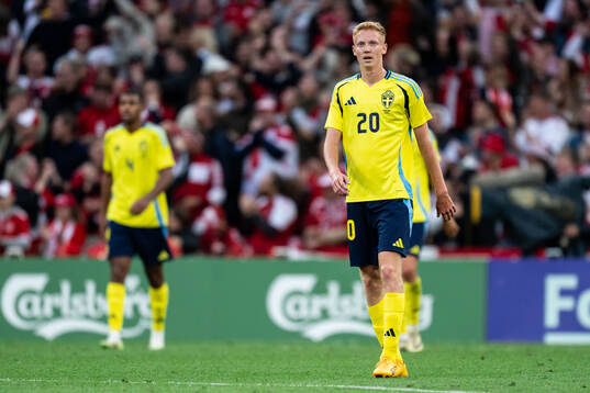 Hugo Larsson of Sweden looks dejected
