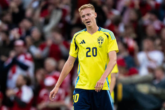 Hugo Larsson of Sweden looks dejected