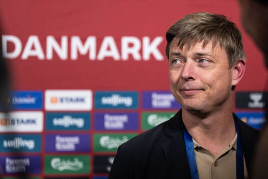 Head coach Jon Dahl Tomasson of Sweden in mixed zone
