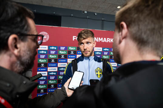 Anton Salétros of Sweden in mixed zone