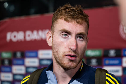 Dejan Kulusevski of Sweden in mixed zone