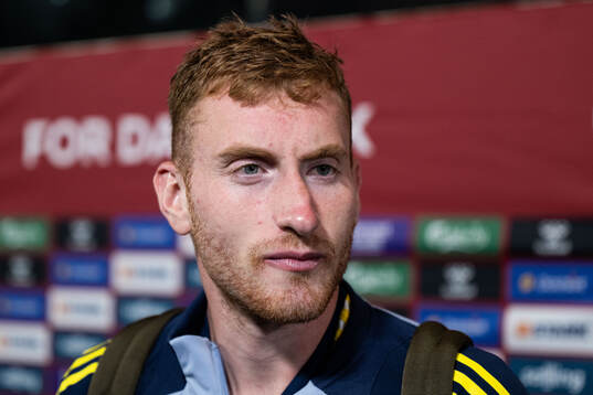 Dejan Kulusevski of Sweden in mixed zone