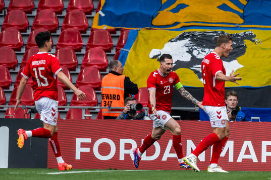 Pierre-Emile Højbjerg of Denmark celebrates