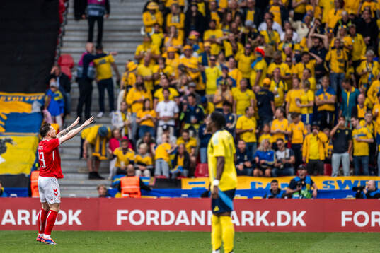 Pierre-Emile Højbjerg of Denmark celebrates scoring 1-1