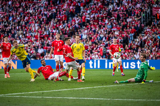 Dejan Kulusevski and Hjalmar Ekdal of Sweden against