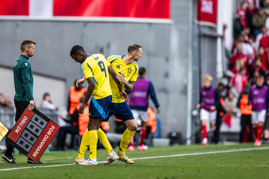 Alexander Isak of Sweden is substituted for Gustaf Nilsson