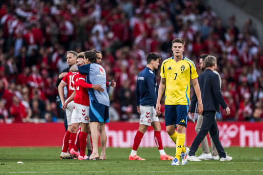 Emil Holm of Sweden looks dejected