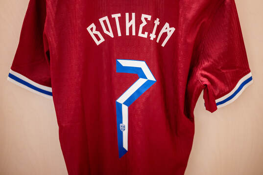 The kit of Erik Botheim of Norway in the dressing room