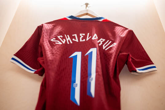 The kit of Andreas Schjelderup of Norway in the dressing