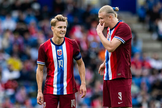 Martin Ødegaard and Erling Braut Haaland of Norway