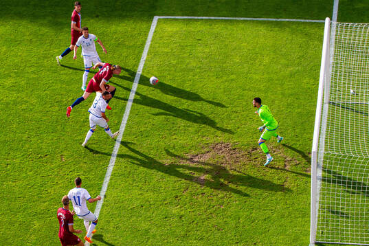 Erling Braut Haaland of Norway scores the 1-0 goal