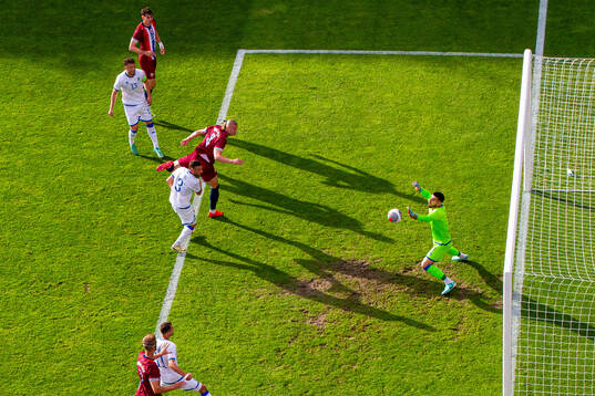 Erling Braut Haaland of Norway scores the 1-0 goal