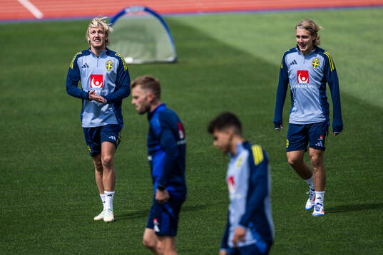 Emil Forsberg and Sebastian Nanasi of the Swedish men's