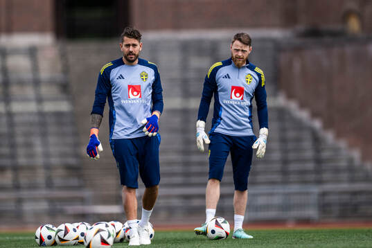 goalkeepers Kristoffer Nordfeldt and Viktor Johansson of
