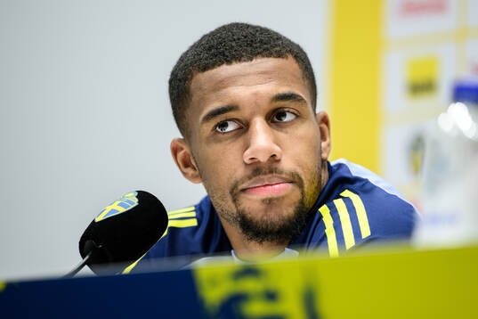 Isak Hien of the Swedish men's national football team at a