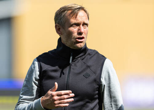 Hammarbys tränare Martin Sjögren innan fotbollsmatchen i
