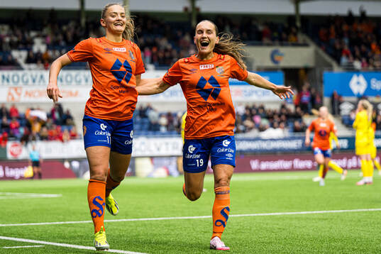 Maria Herdel Pedersen of AaFK Fortuna celebrates