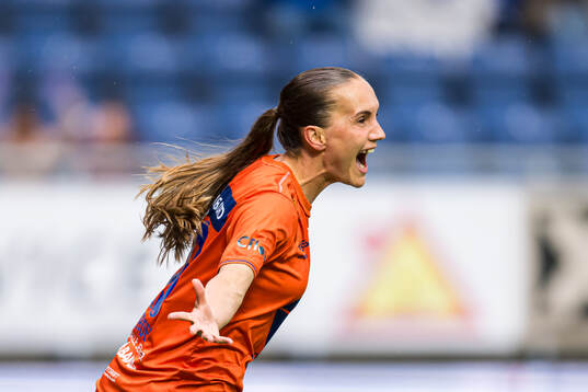 Maria Herdel Pedersen of AaFK Fortuna celebrates