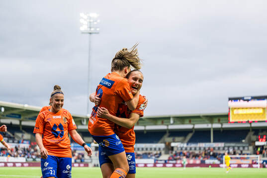 Maria Herdel Pedersen of AaFK Fortuna celebrates