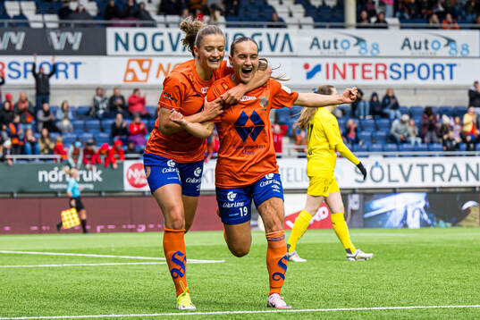 Maria Herdel Pedersen of AaFK Fortuna celebrates
